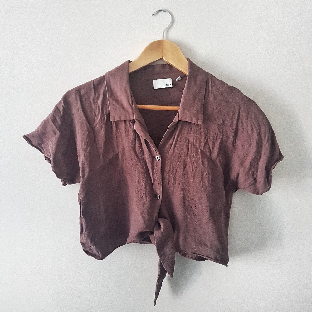 ARITZIA Wilfred Free Cropped Tie Up Blouse